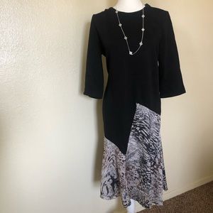 Zara black dress with animal print skirt